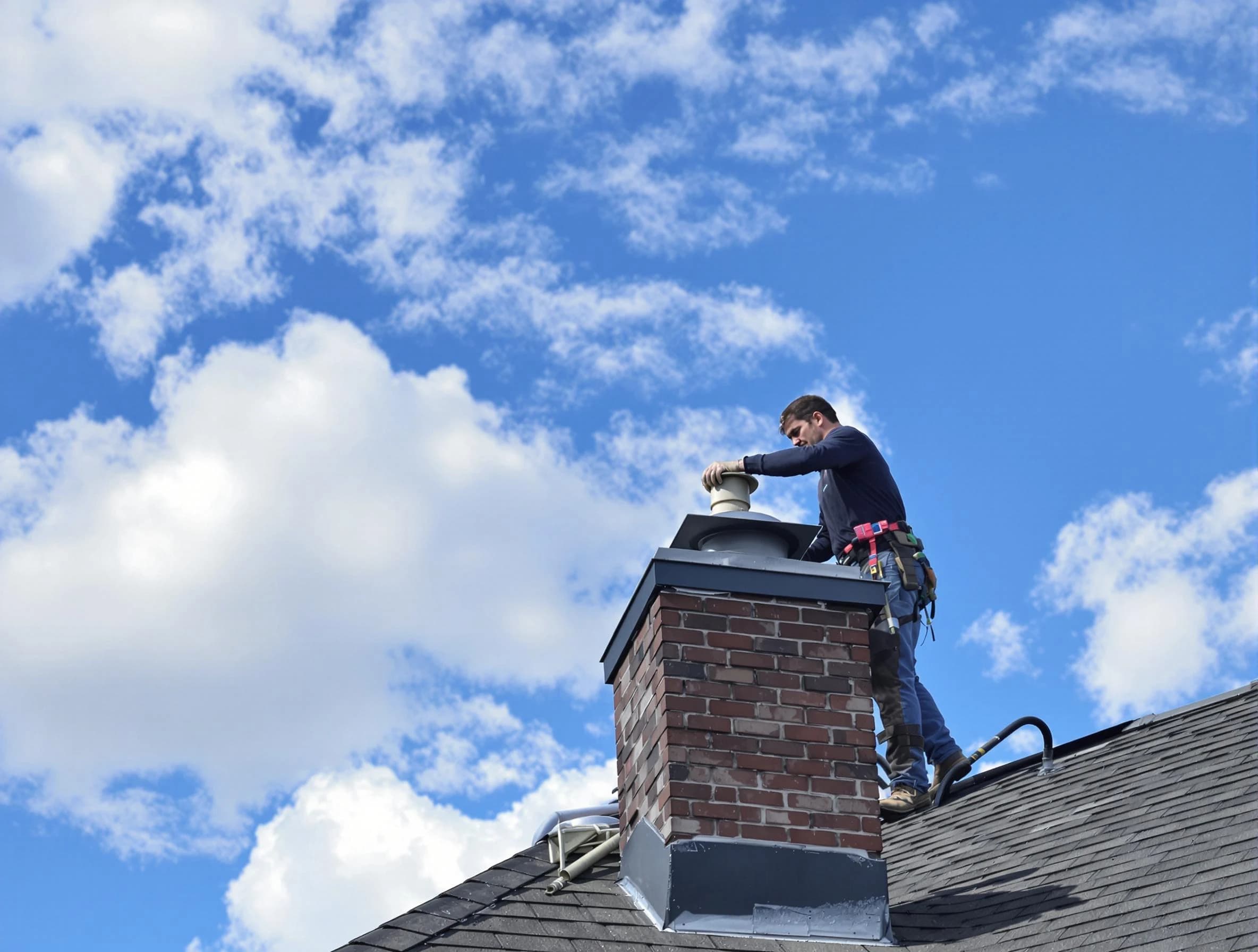 Kennedy Chimney Sweep installing a sturdy chimney cap in Kennedy, PA