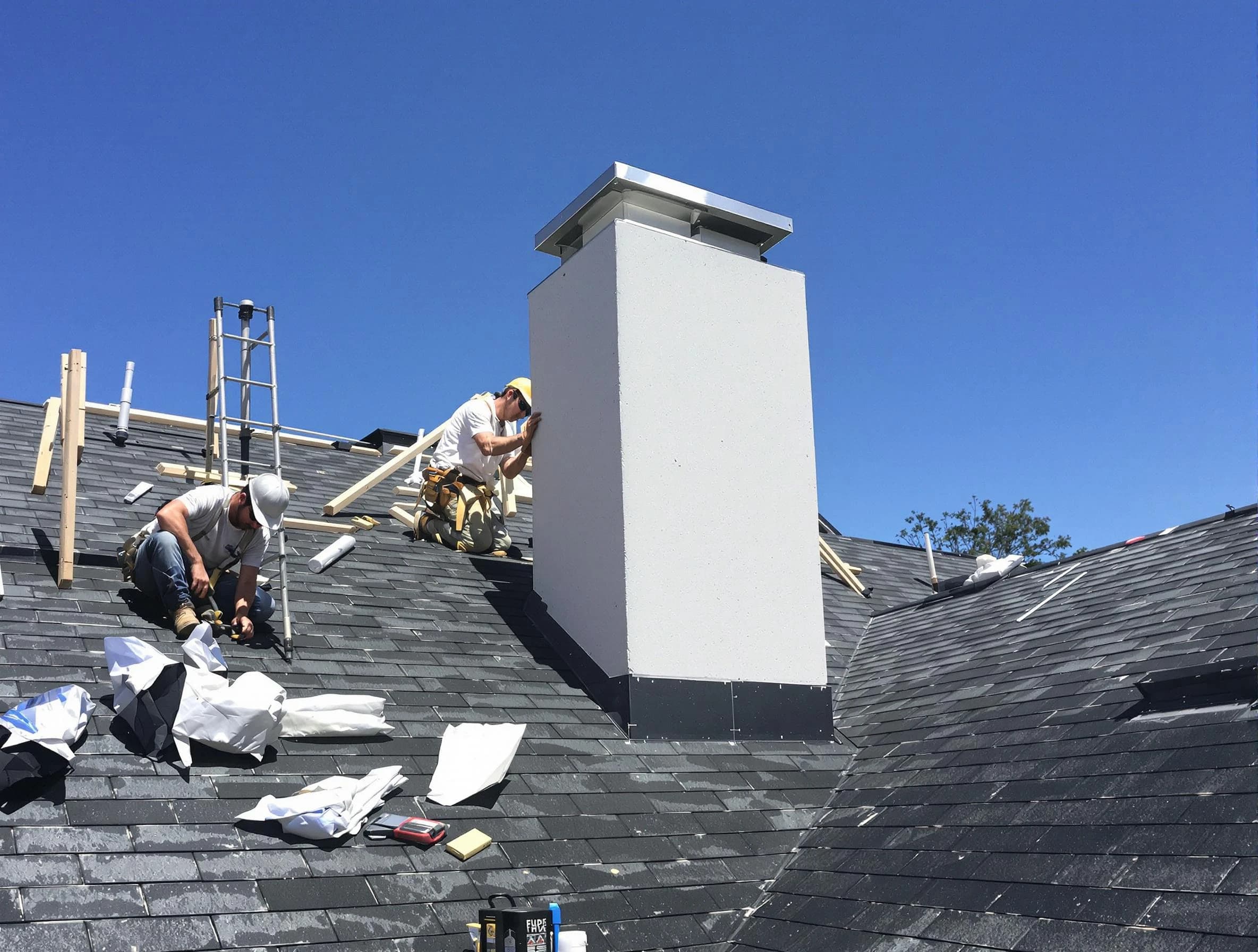 Kennedy Chimney Sweep crew installing a new chimney in Kennedy, PA