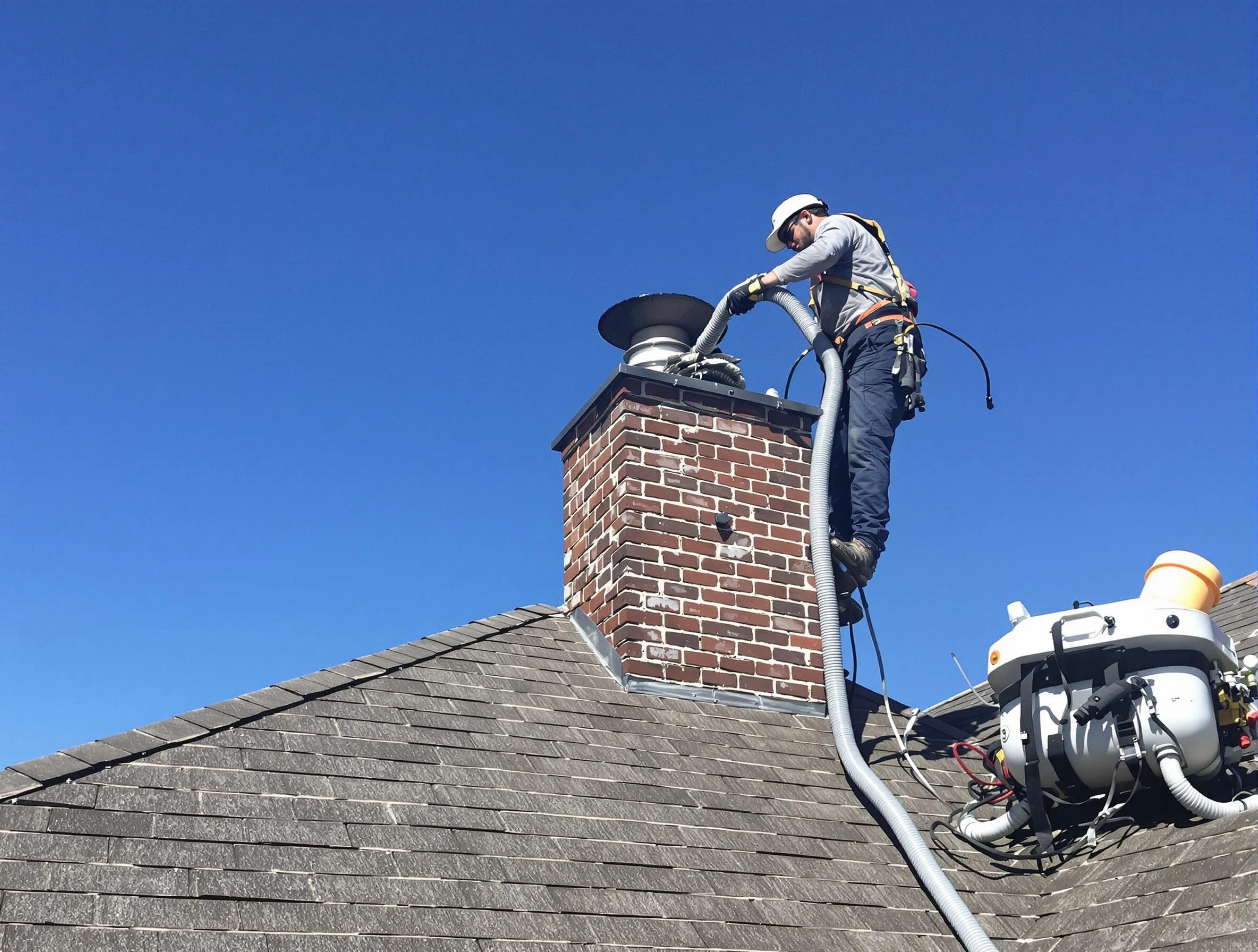 Dedicated Kennedy Chimney Sweep team member cleaning a chimney in Kennedy, PA