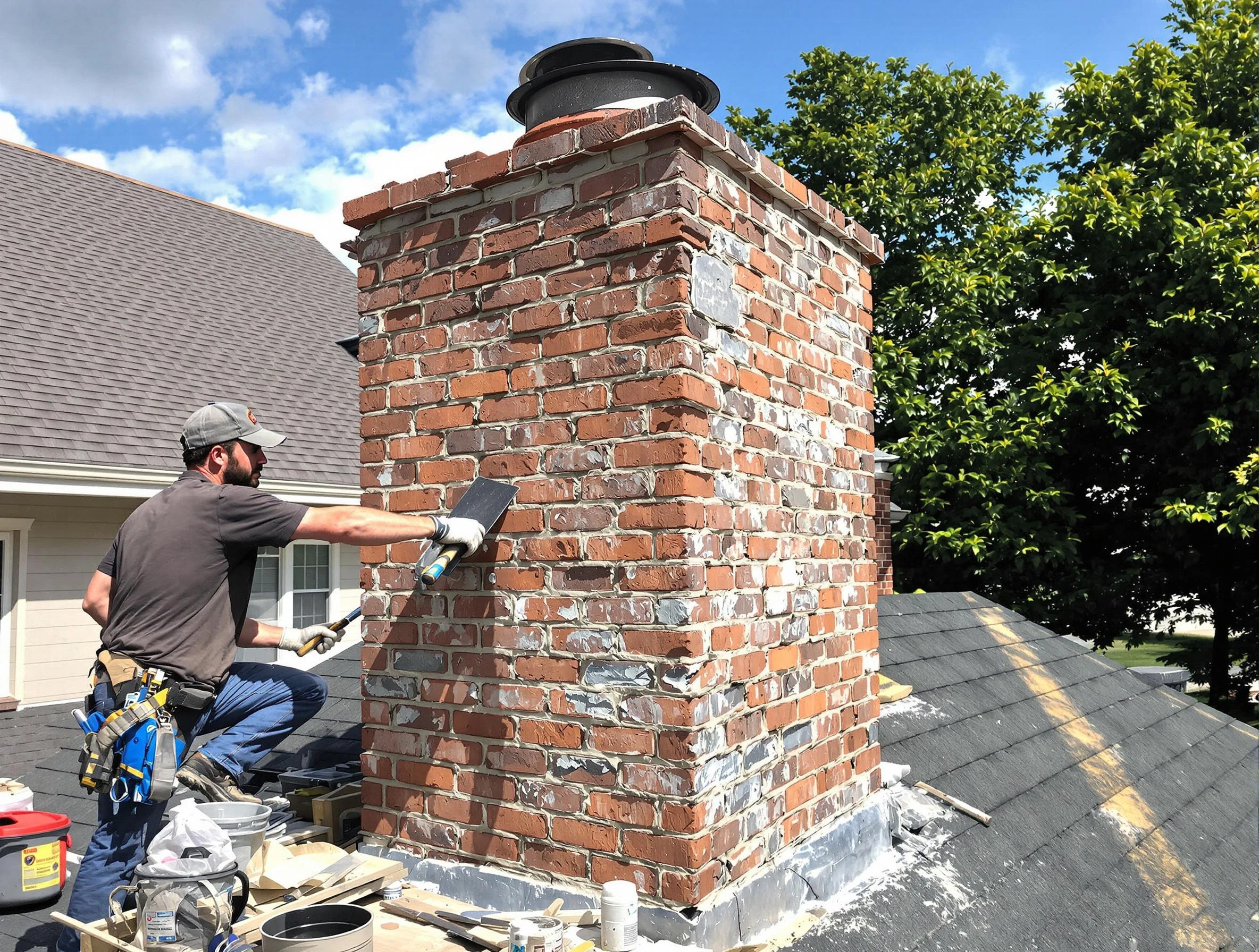 Completed chimney rebuild by Kennedy Chimney Sweep in Kennedy, PA