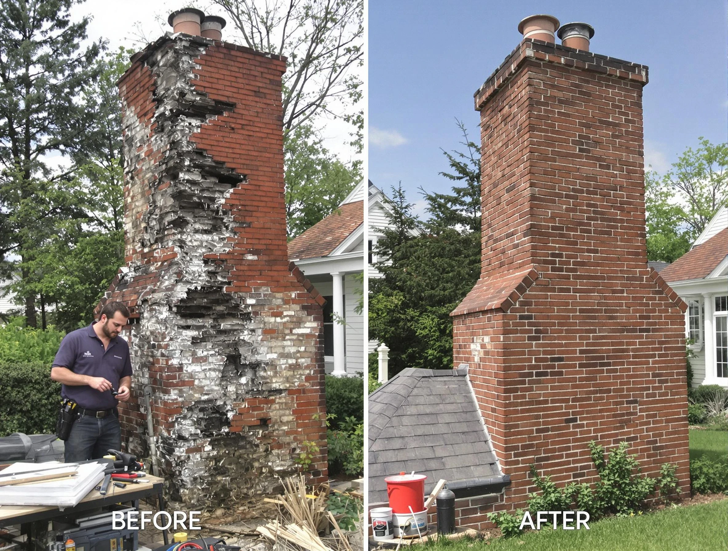 Kennedy Chimney Sweep performing a full chimney restoration in Kennedy, PA
