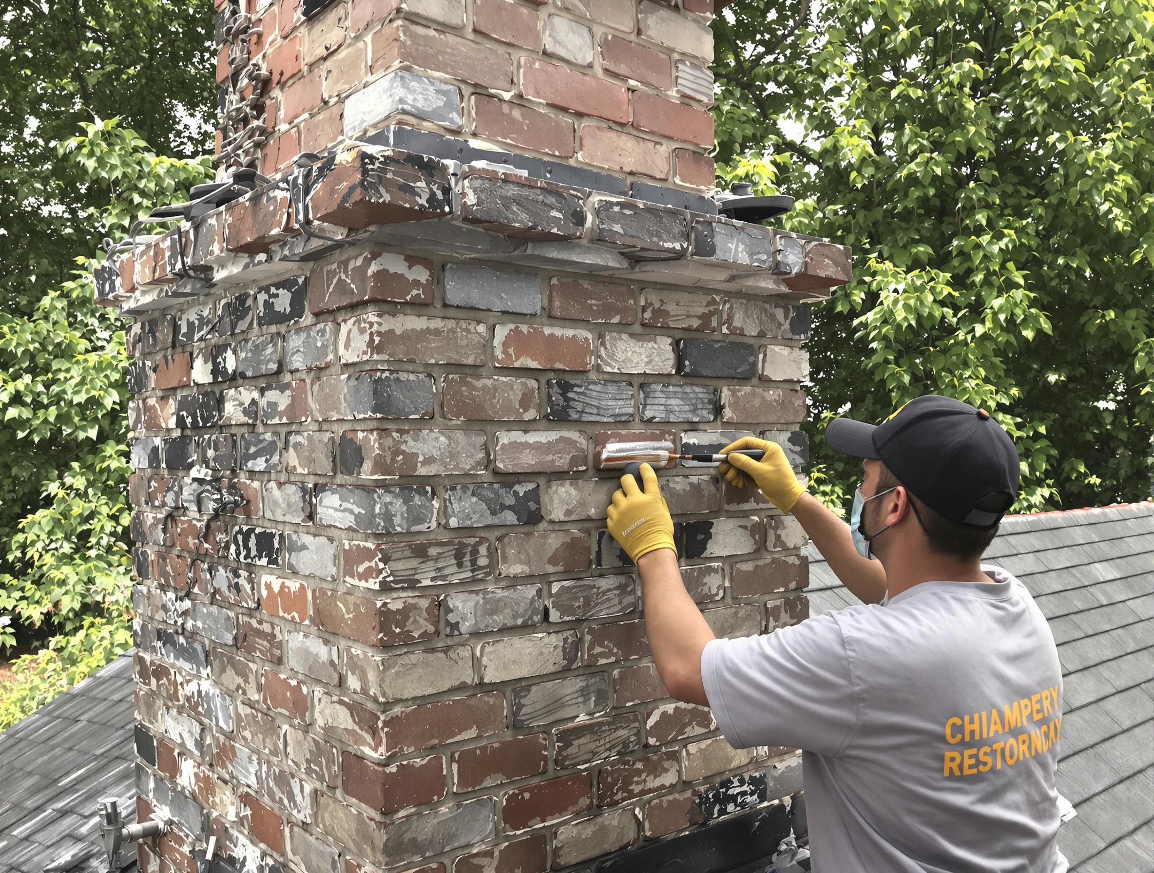 In-progress chimney restoration by Kennedy Chimney Sweep in Kennedy, PA