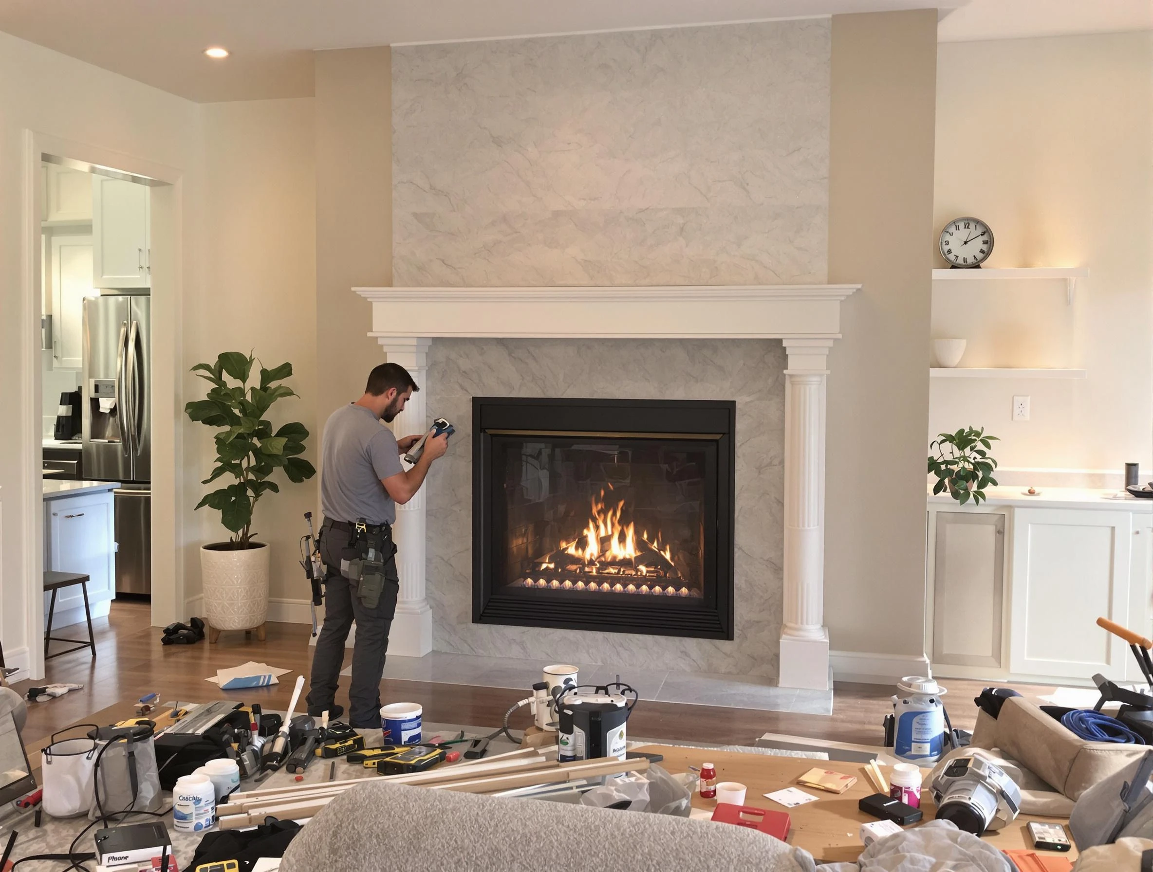 Newly installed fireplace by Kennedy Chimney Sweep in Kennedy, PA